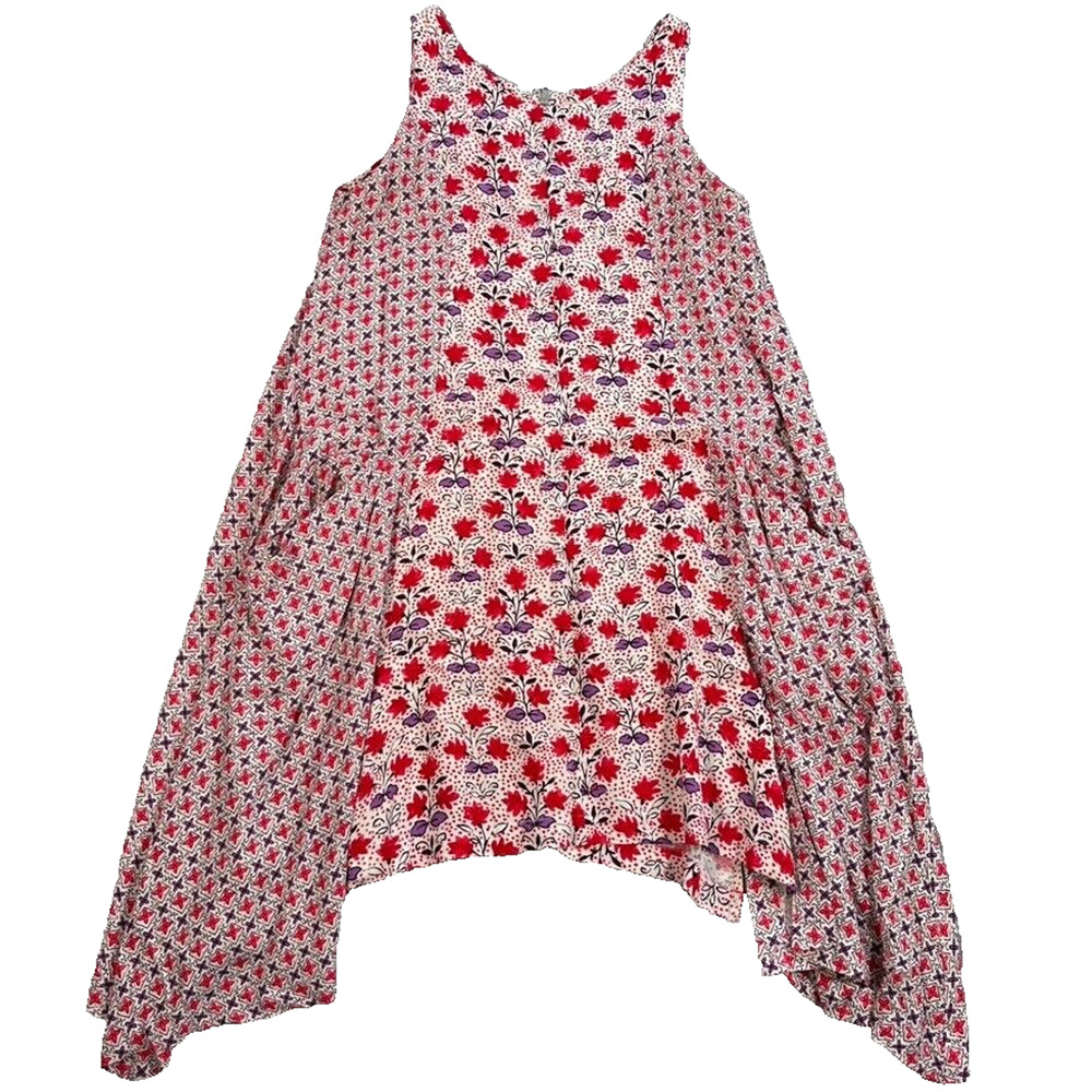 Philosophy Handkerchief Hem Dress Women's 12 Red Floral Sleeveless Pockets
